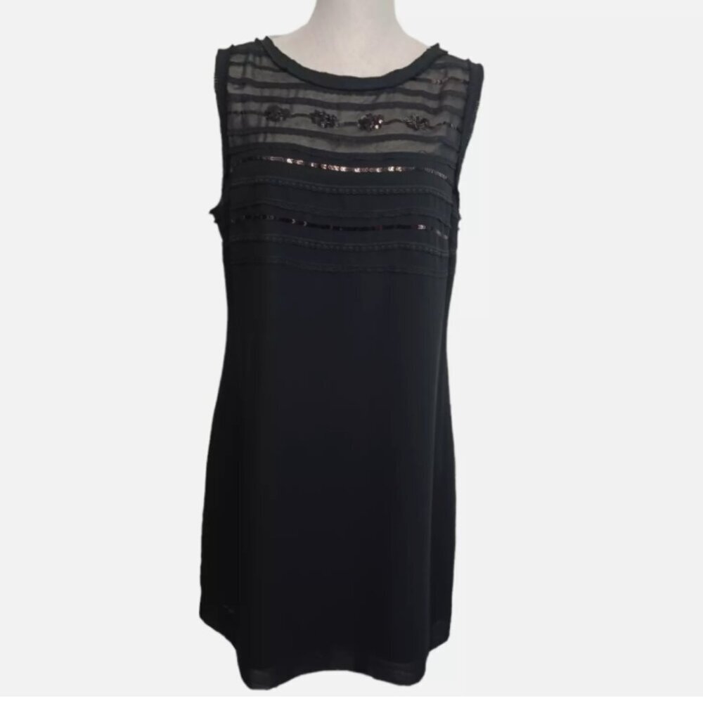Banana Republic Black Sequin Dress on Chiffon Layer
